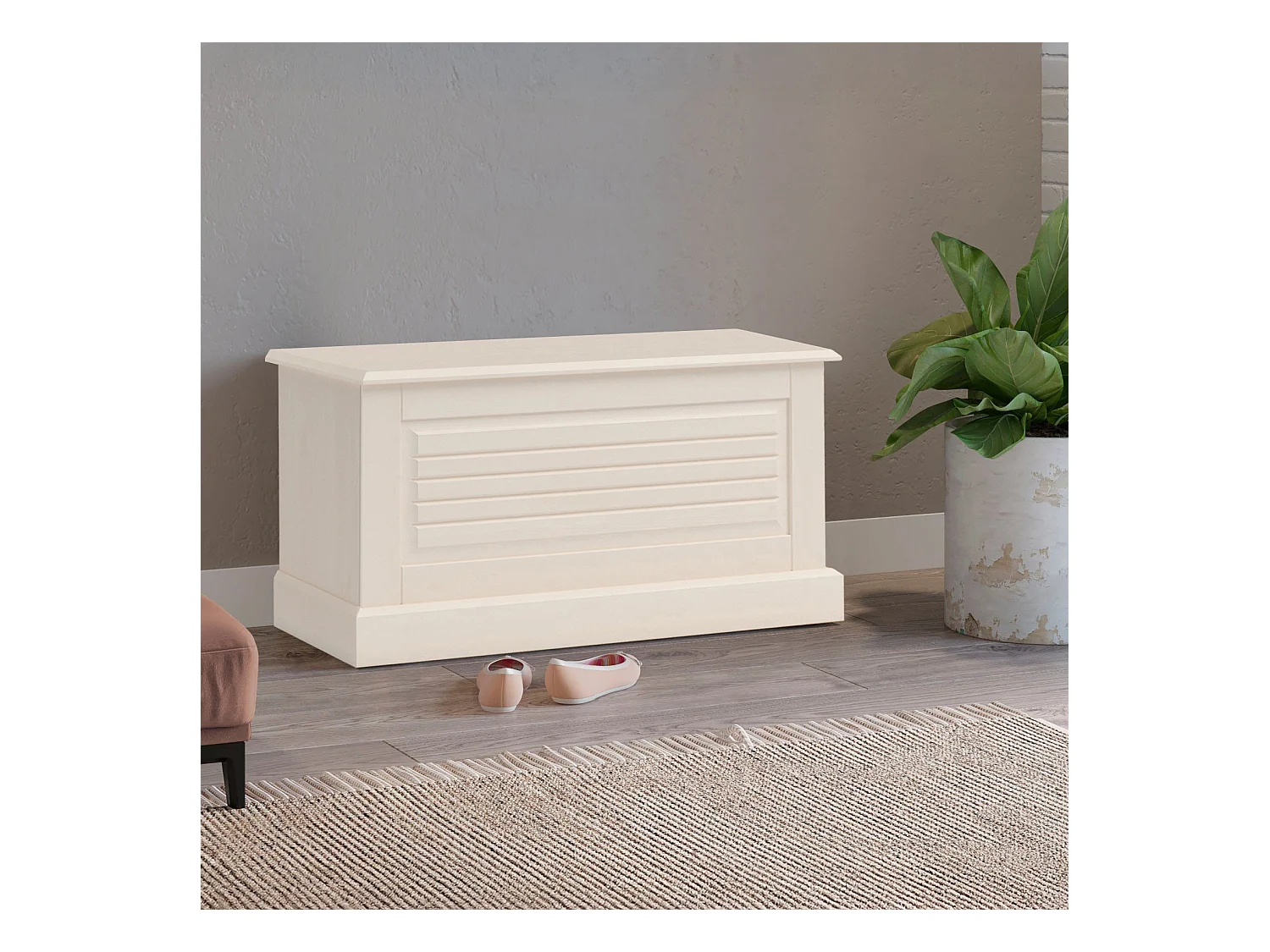 Mille | Maletero con puerta abatible en blanco pino