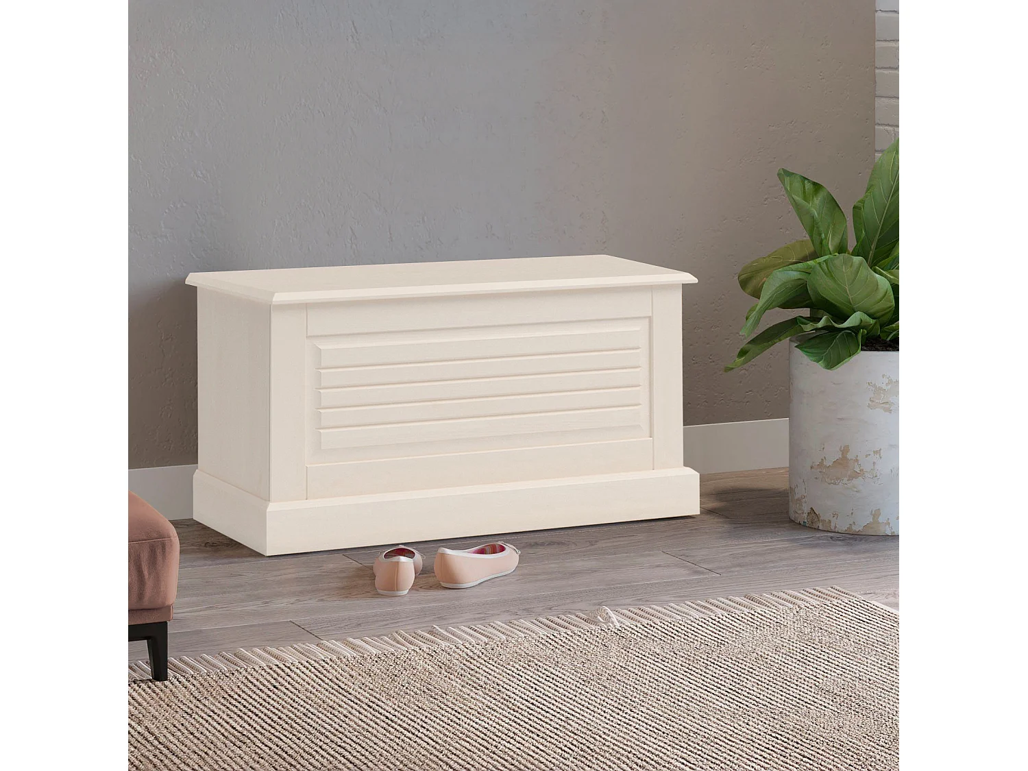 Mille | Malle avec porte à rabat en blanc sapin