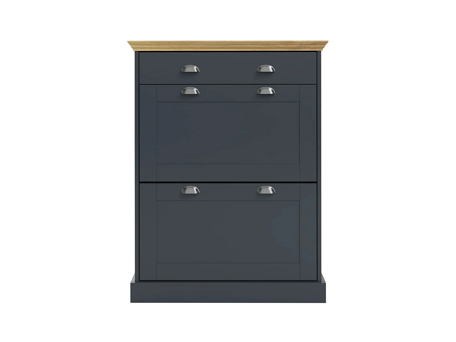 Motala | Schoenenopberger met 2 klepdeuren, 1 lade in grenen antraciet