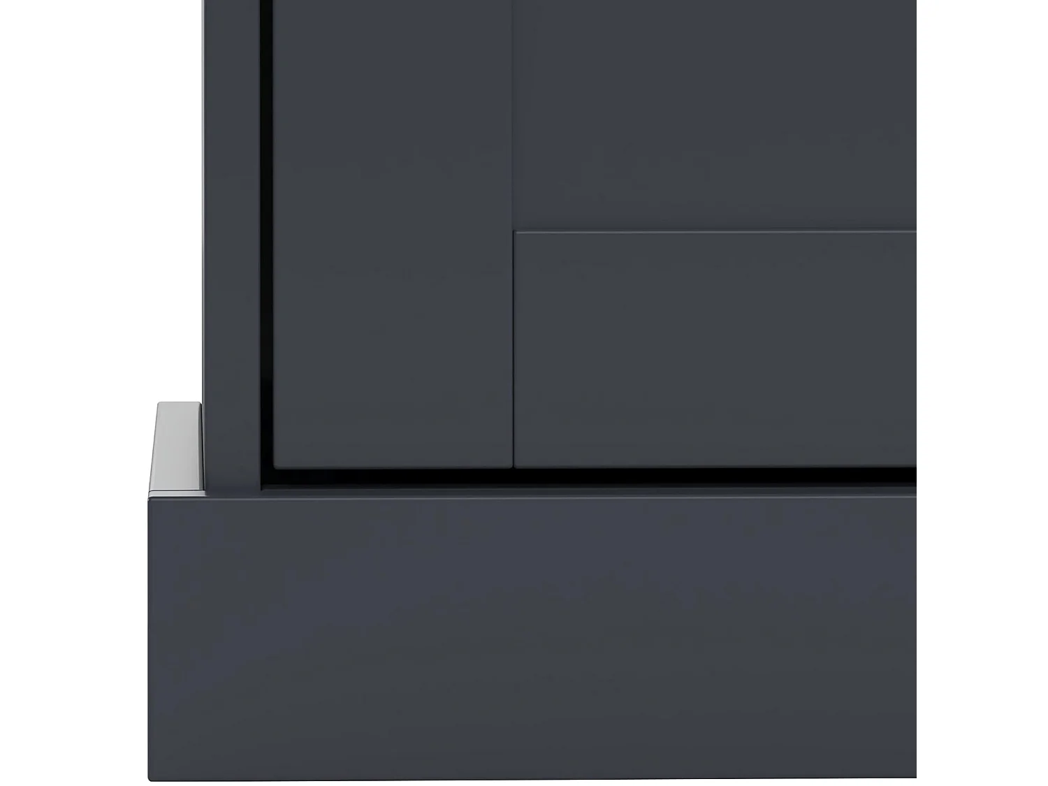 Motala | Coffre à chaussures à 2 portes battantes et 1 tiroir en anthraciteRangement pour chaussures avec 2 portes à rabat et 1 tiroir en pin anthracite