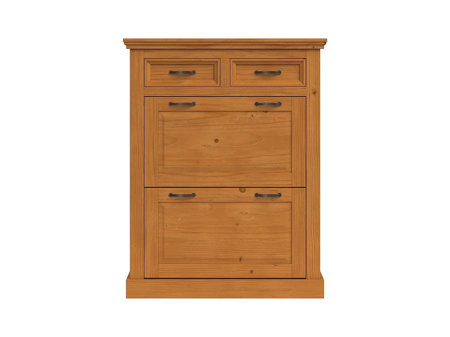 Selma | Rangement pour chaussures avec 2 portes à rabat et 2 tiroirs en pin