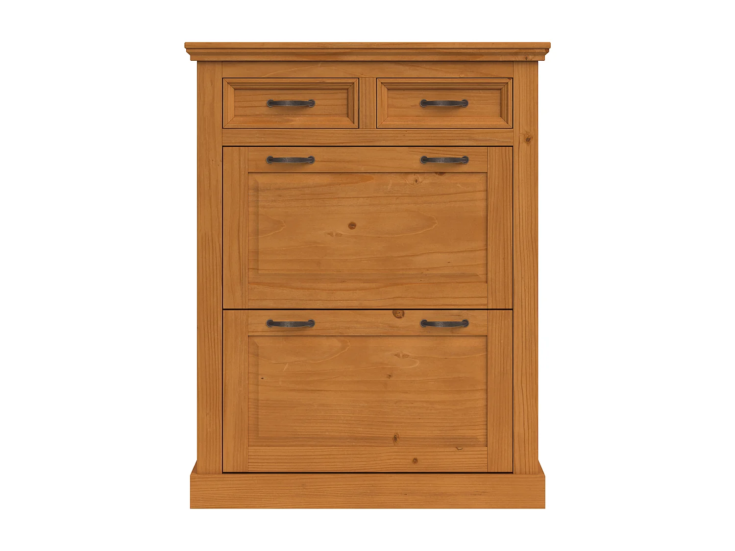 Selma | Rangement pour chaussures avec 2 portes à rabat et 2 tiroirs en pin