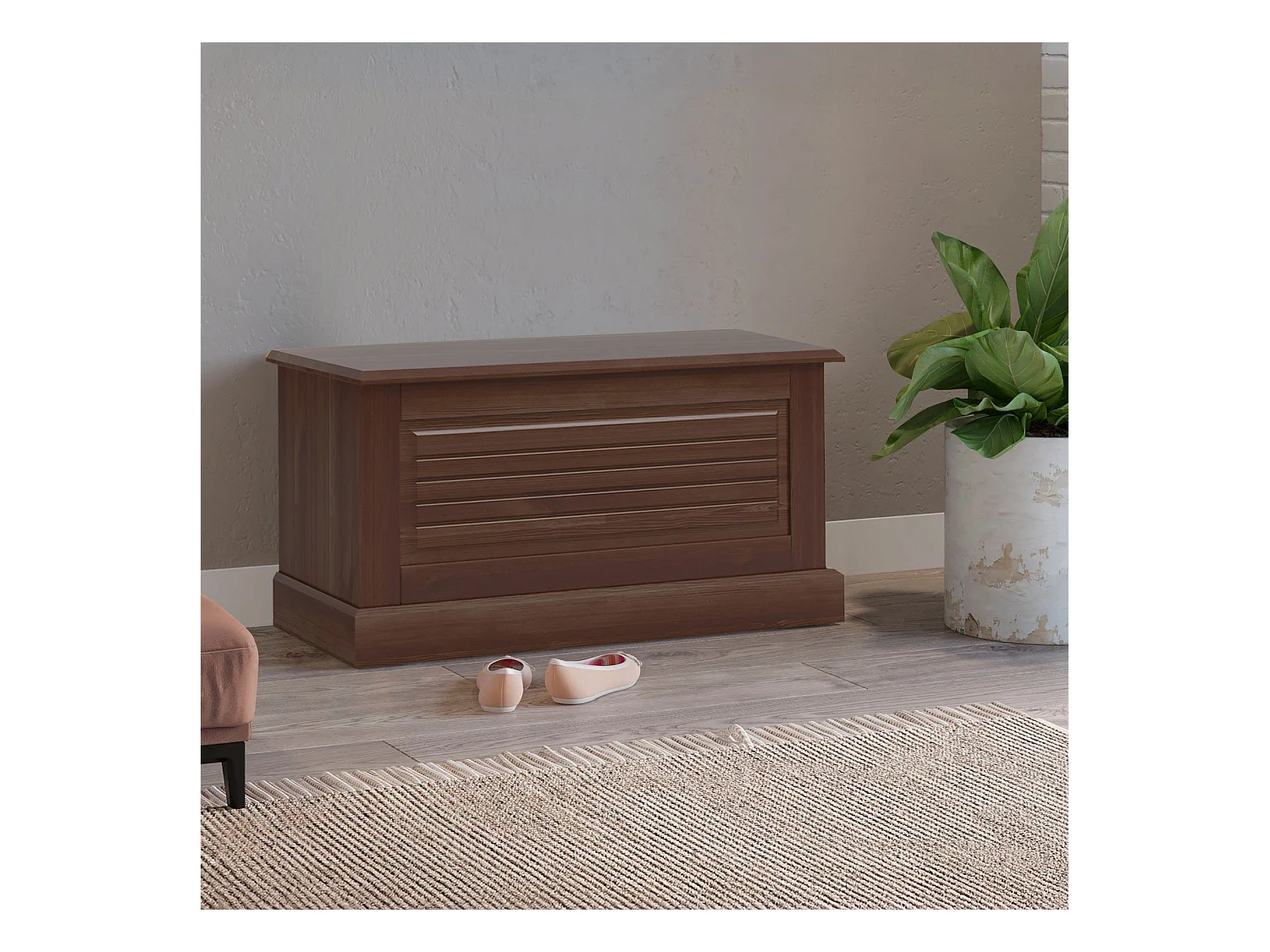 Mille | Malle avec porte à rabat en blanc sapin