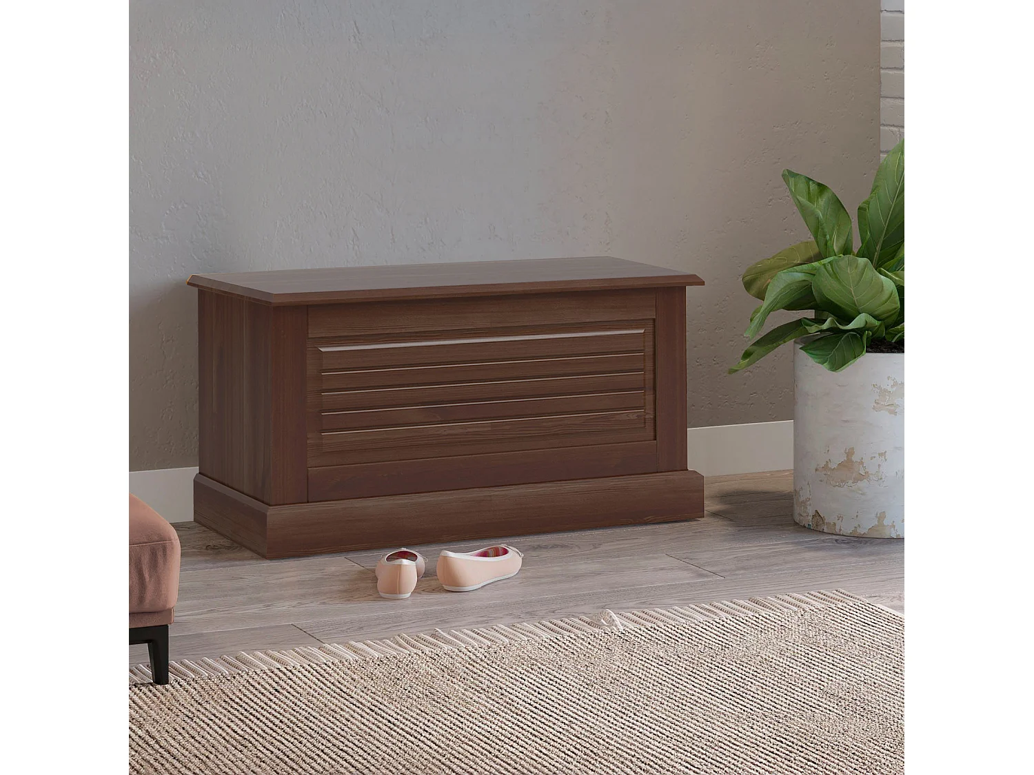 Mille | Malle avec porte à rabat en blanc sapin