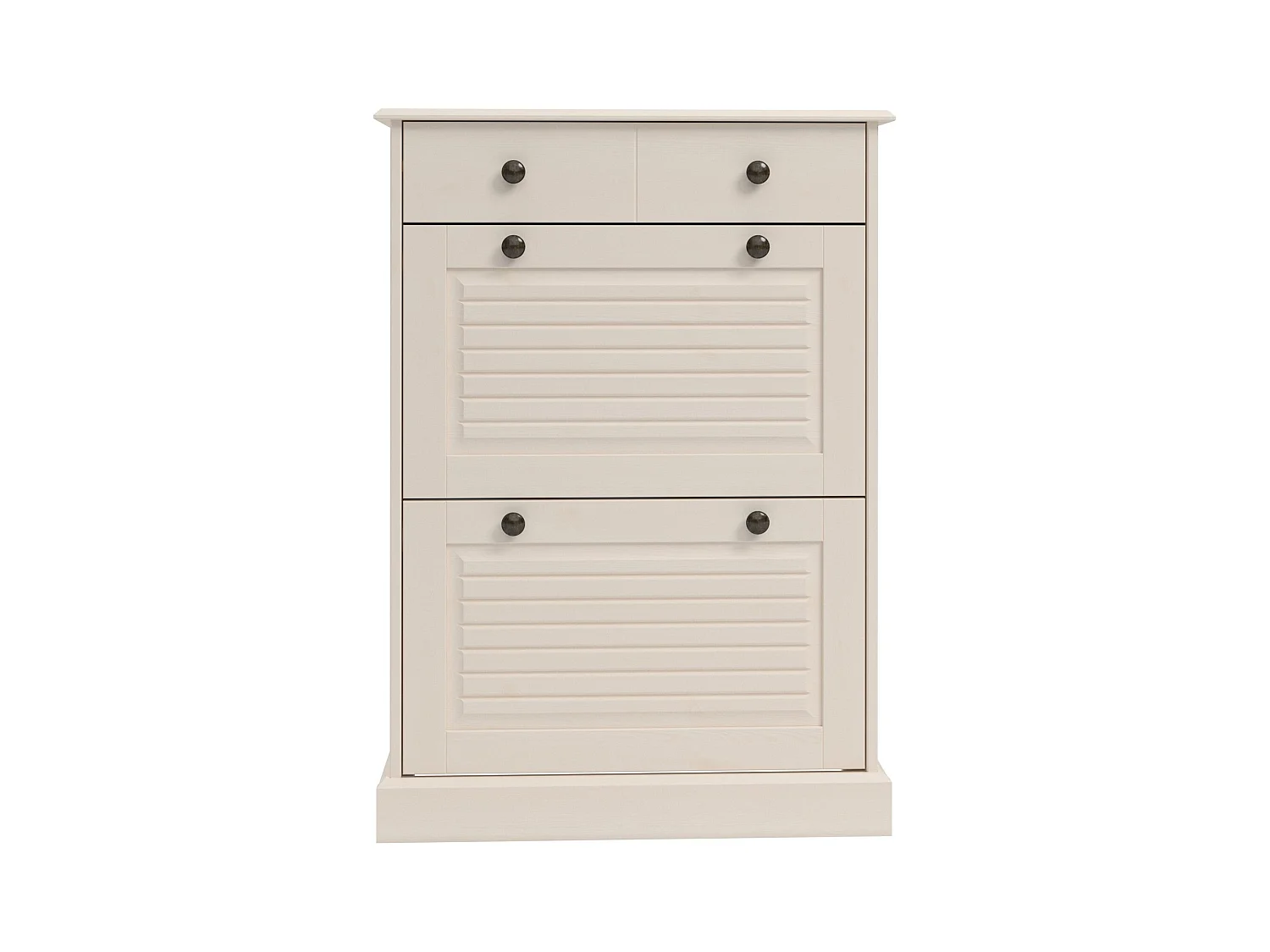 Mille | Schoenenkist met 2 klepdeuren 1 lade in grenen wit