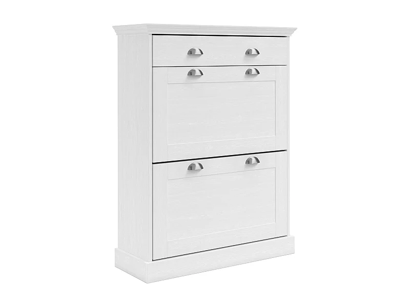 Motala | Schoenenopberger met 2 klepdeuren en 1 lade in dennenwit