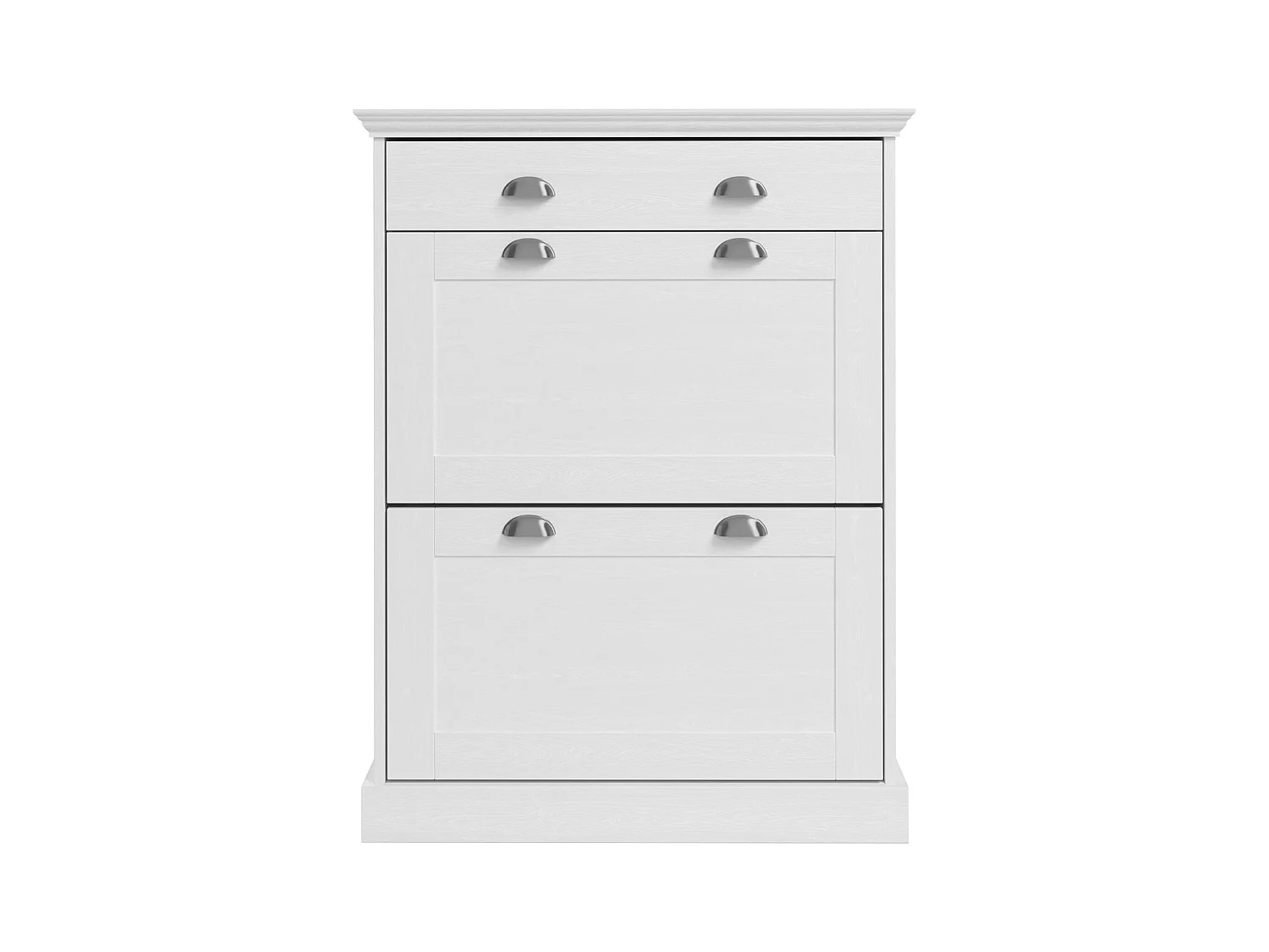 Motala | Schoenenopberger met 2 klepdeuren en 1 lade in dennenwit