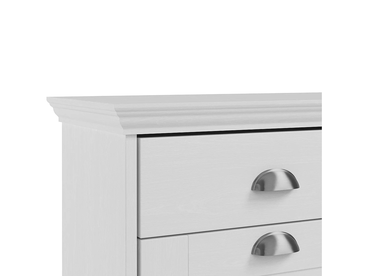 Motala | Coffre à chaussures avec 2 portes battantes et 1 tiroir en blancRangement pour chaussures avec 2 portes à rabat et 1 tiroir en blanc sapin