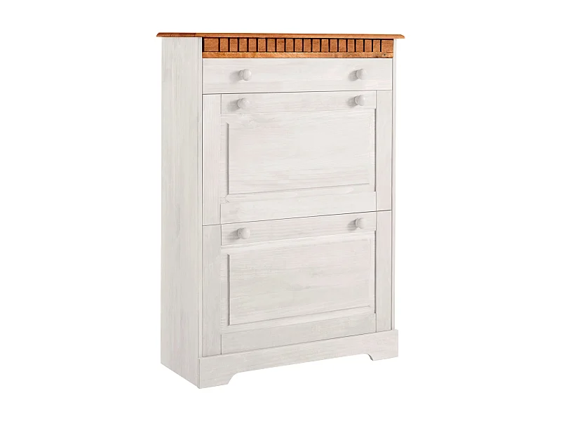 Lisa | Coffre à chaussures avec 2 rabats 1 tiroir Blanc