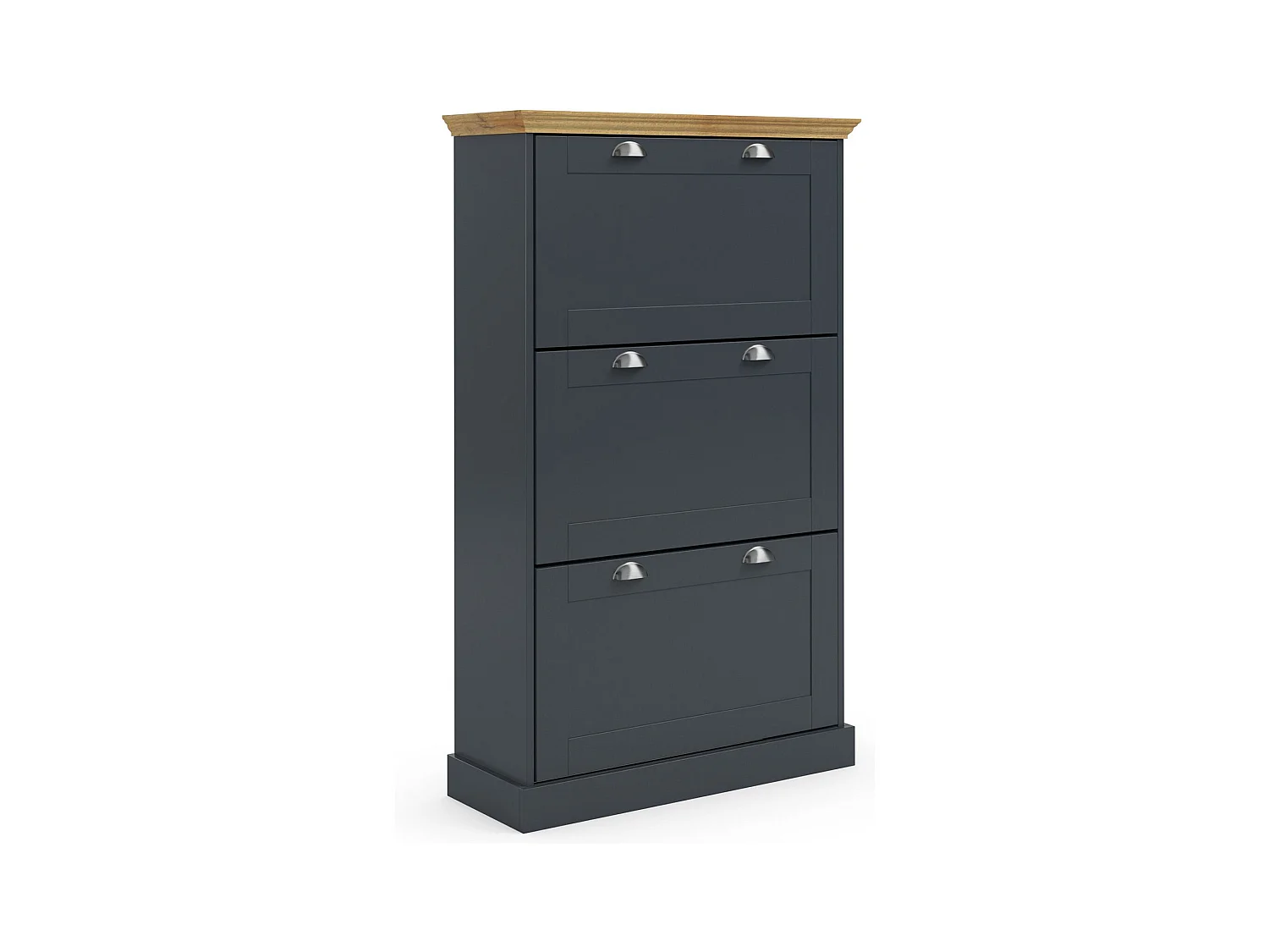 Motala | Schoenenopberger met 3 klepdeuren in houtlook antraciet