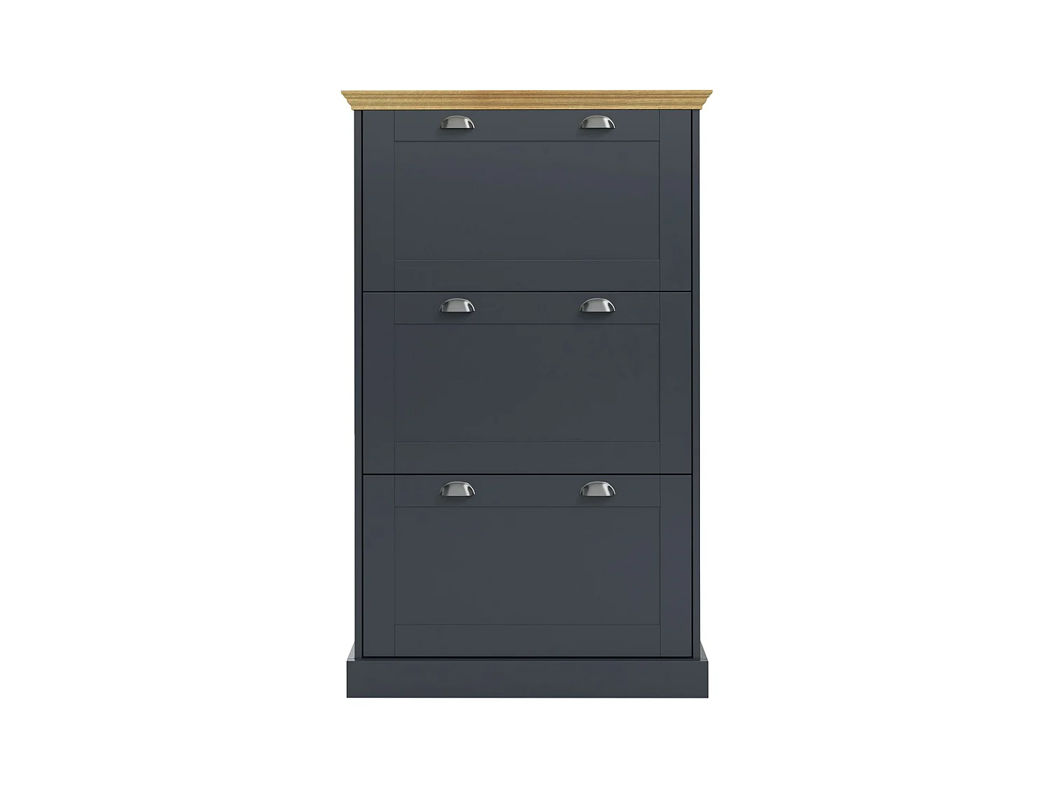 Motala | Schoenenopberger met 3 klepdeuren in houtlook antraciet