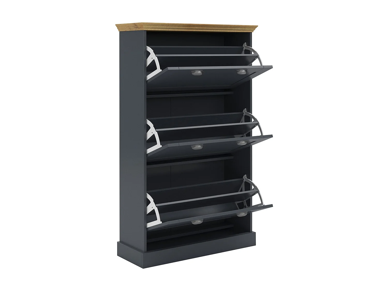 Motala | Scarpiera con 3 ante a ribalta in legno effetto antracite