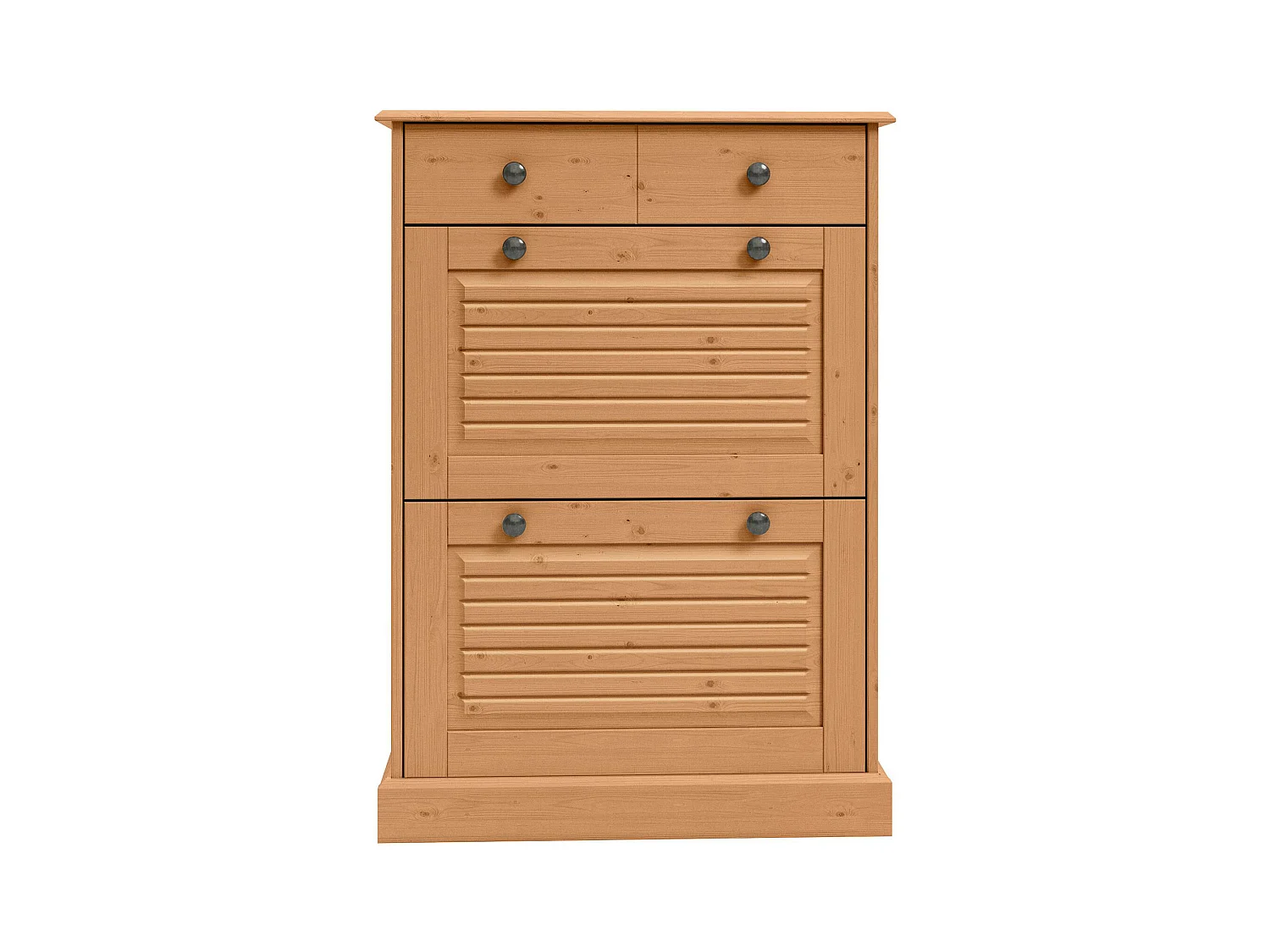 Mille | Coffre à chaussures avec 2 portes à rabat et 1 tiroir en pin naturel