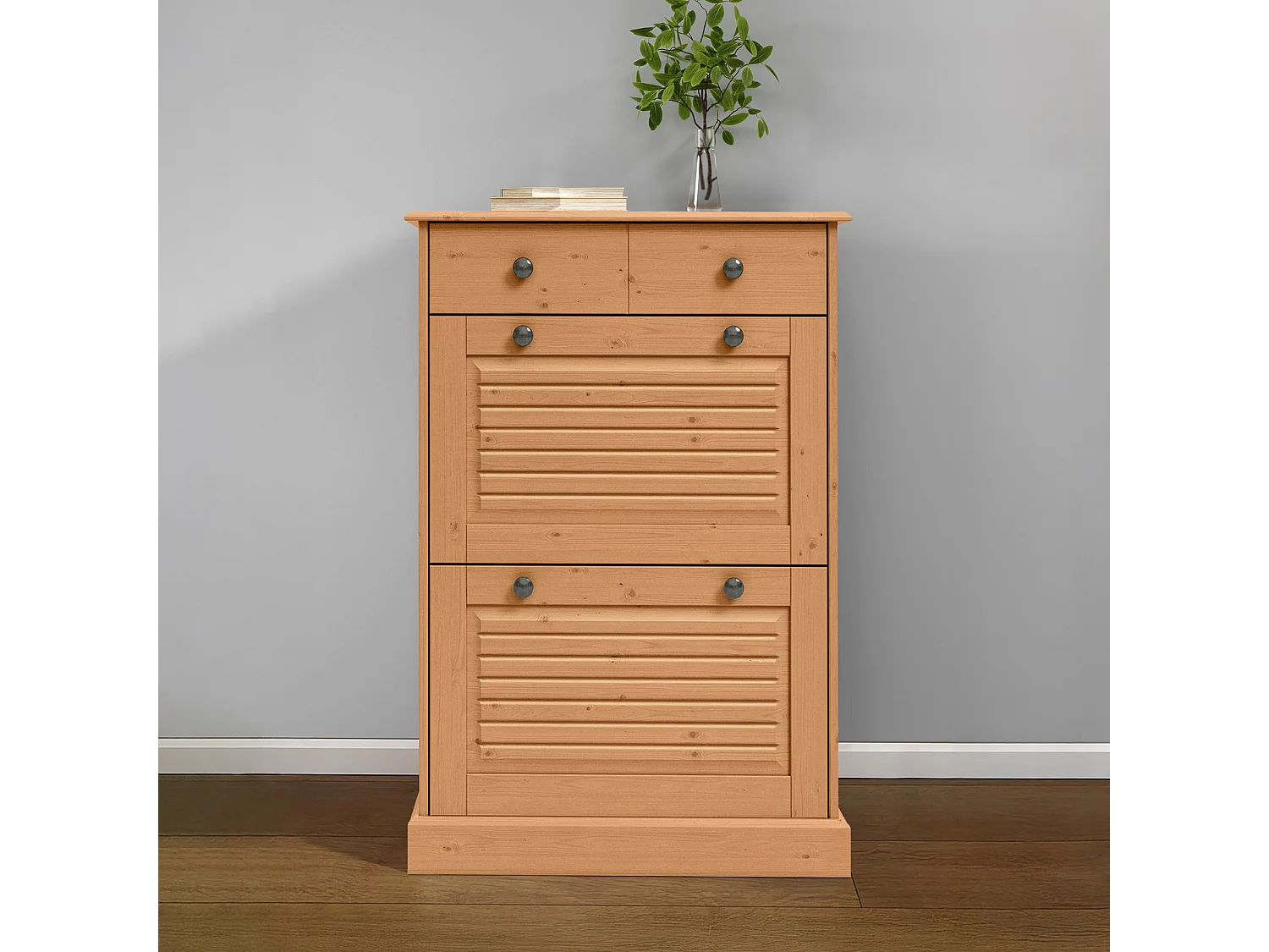 Mille | Zapatera con 2 puertas abatibles 1 cajón en naturaleza de pino