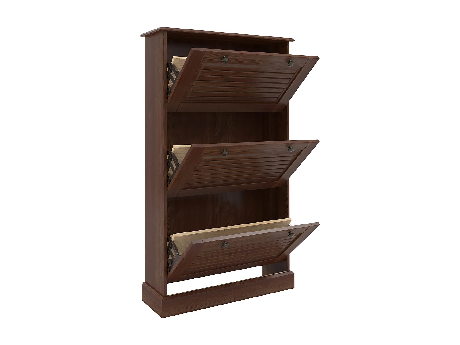 Mille | Cómoda para zapatos con 3 puertas abatibles en color marrón pino