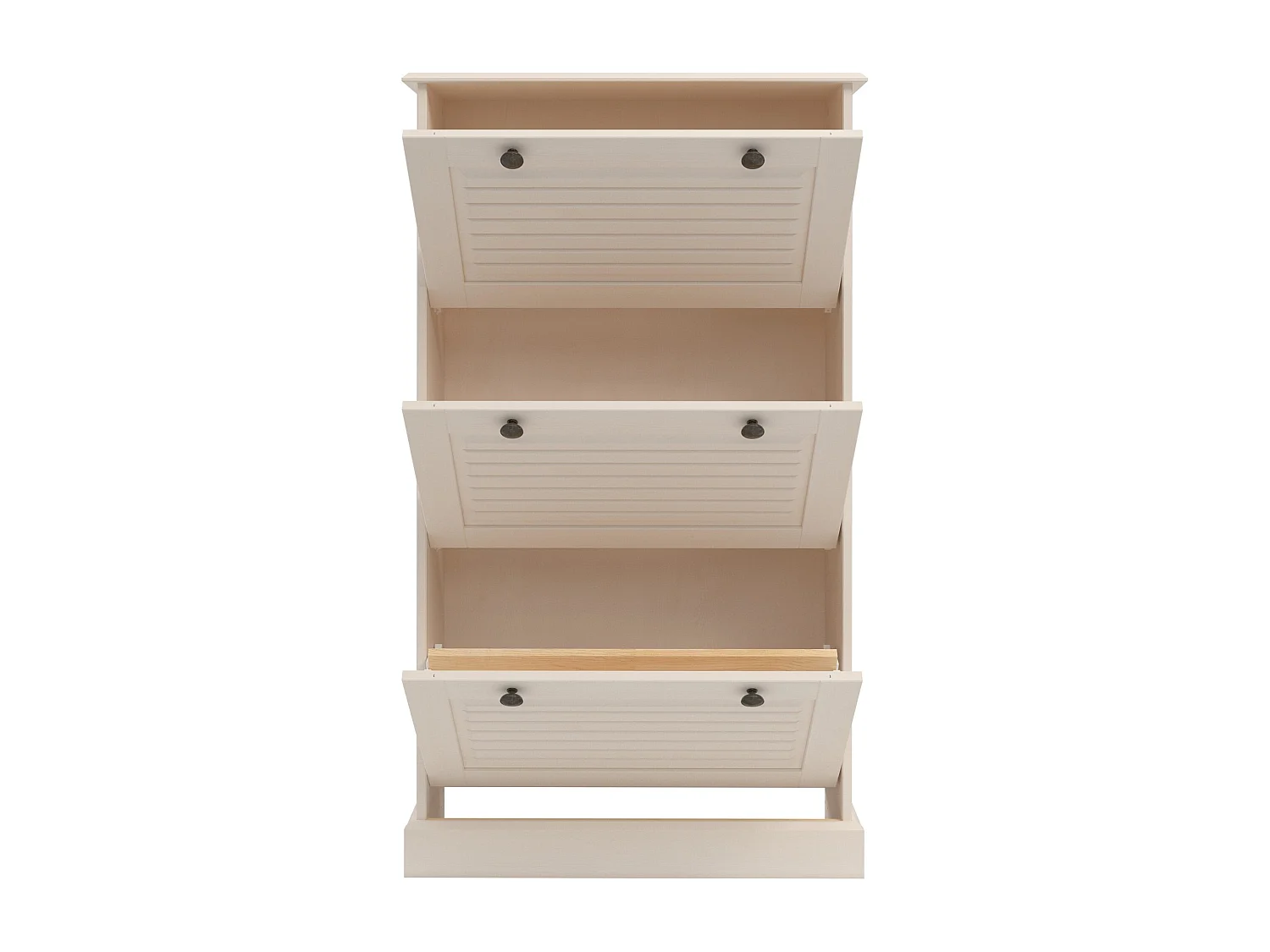 Mille | Cómoda para zapatos con 3 puertas abatibles en blanco pino