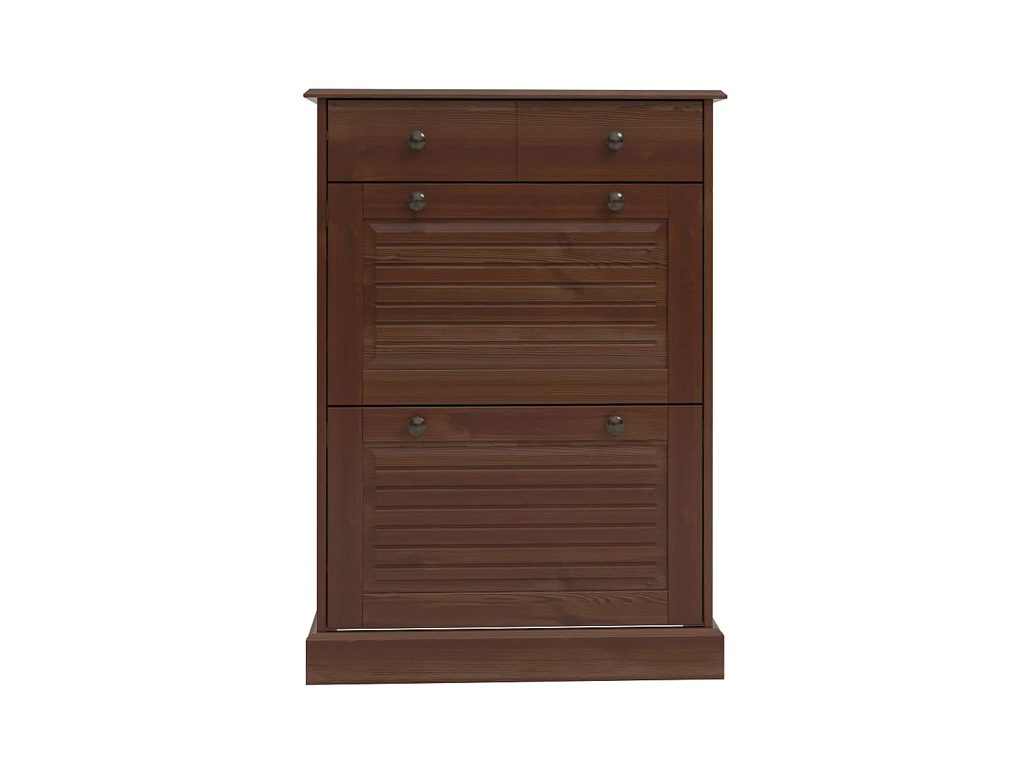 Mille | Coffre à chaussures avec 2 portes à rabat et 1 tiroir en brun sapin
