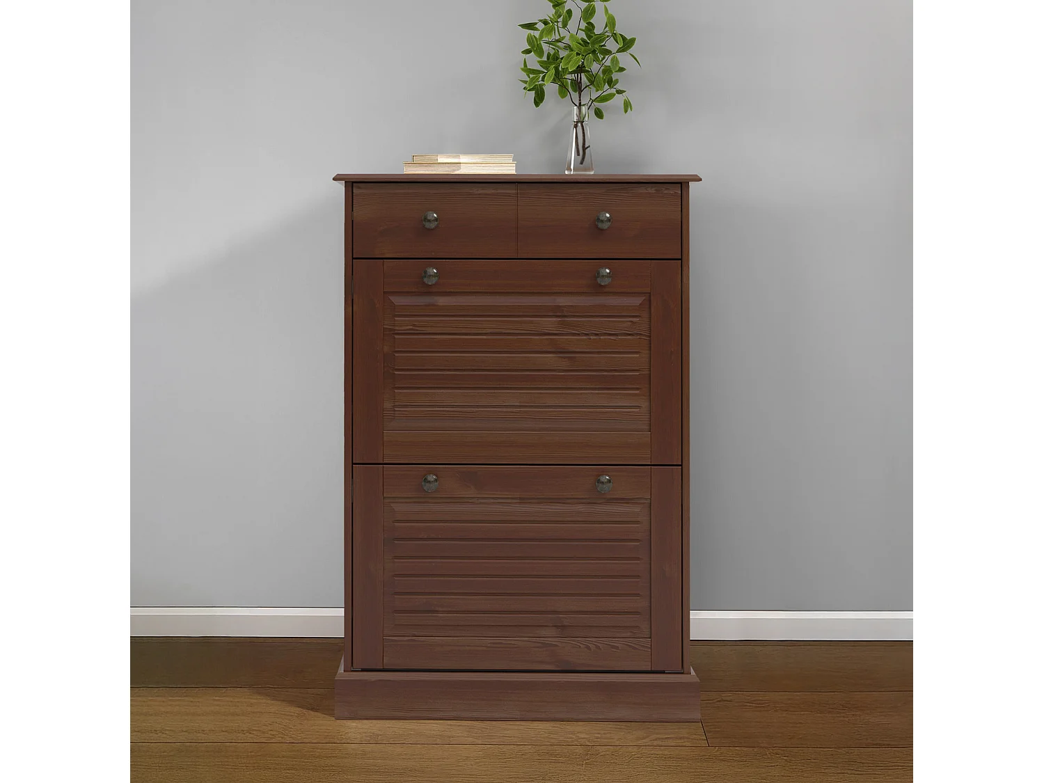 Mille | Zapatera con 2 puertas abatibles 1 cajón en marrón pino