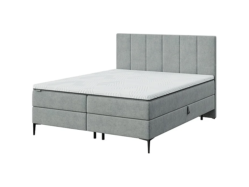 Mesonica Bufo Continental Bed, riemen  grijs 180x200, Topper Matras 180x200 h: 5 cm