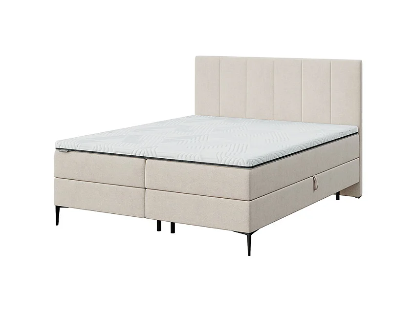 Mesonica Bufo Continental Bed, riemen  beige 160x200, Topper Matras 160x200 h: 5 cm