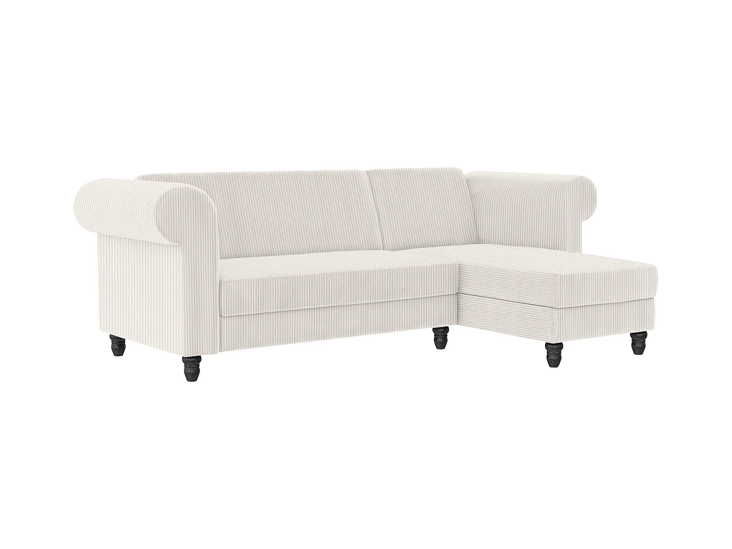 Félix II | Sofá cama de 3 plazas con chaise longue en tela crema