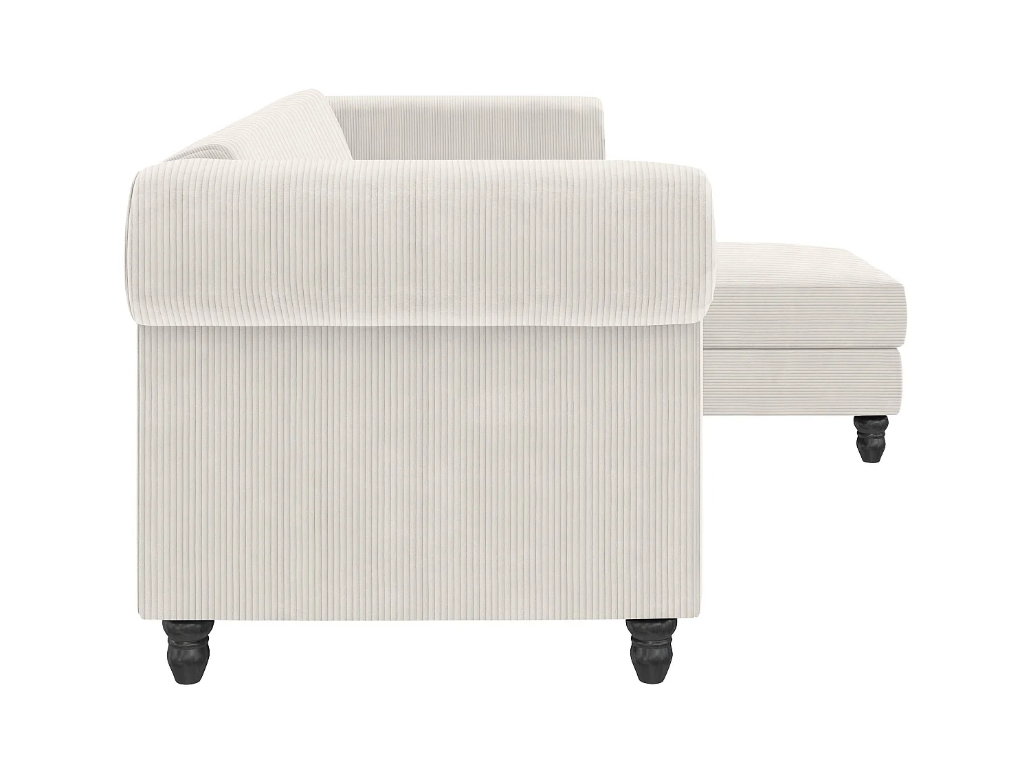 Félix II | Sofá cama de 3 plazas con chaise longue en tela crema
