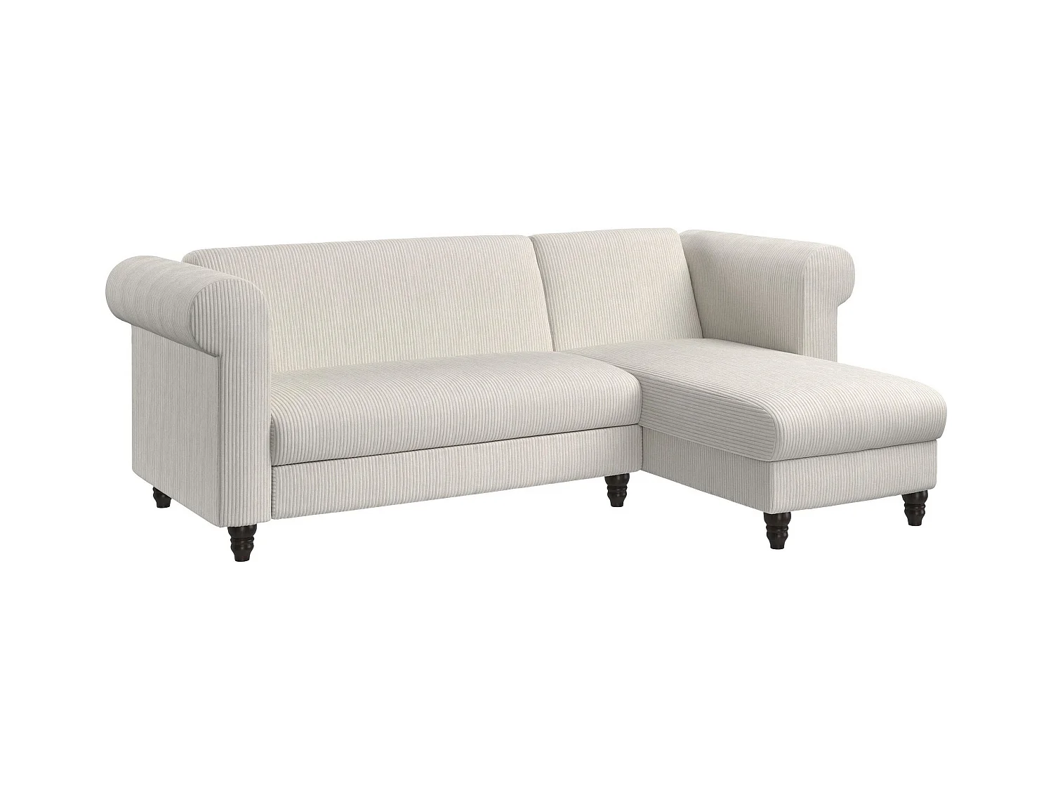 Félix II | Sofá cama de 3 plazas con chaise longue en tela crema