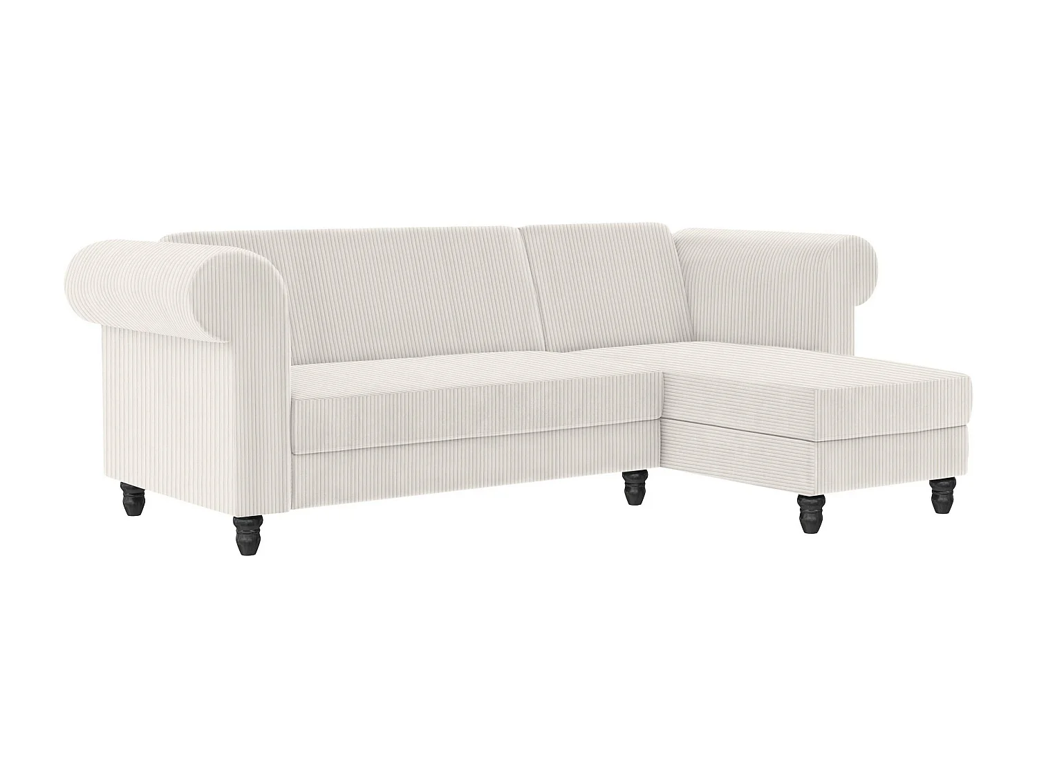 Felix II | Canapé-lit 3 places avec chaise longue en tissu crème