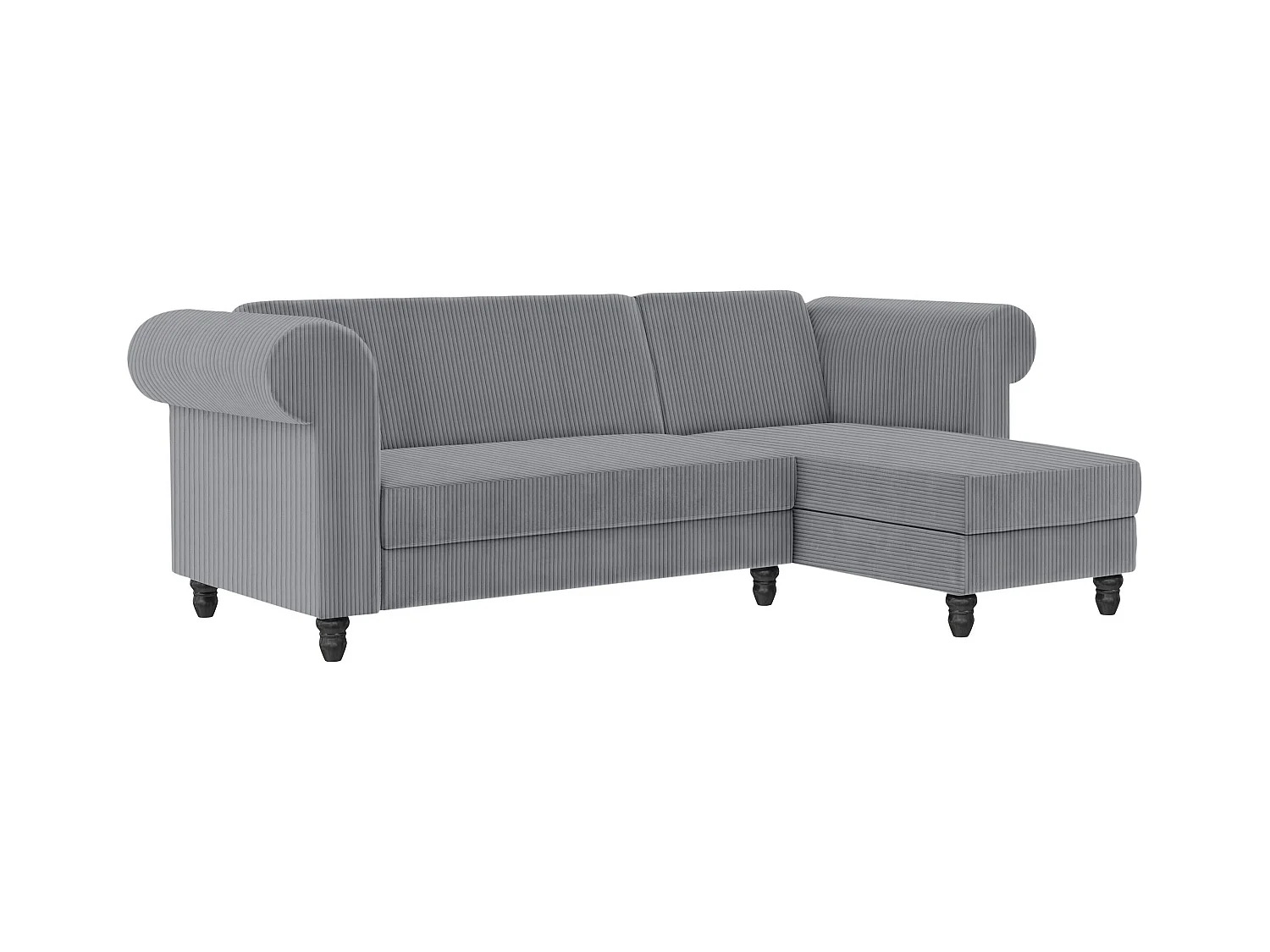 Felix II | Divano letto 3 posti con chaise longue in tessuto grigio