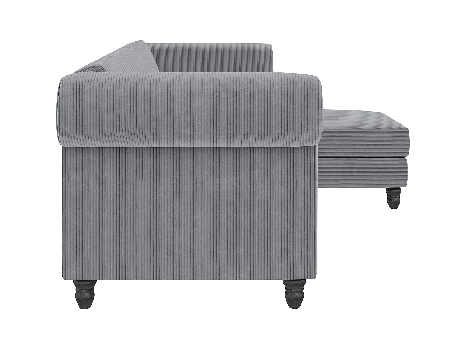 Felix II | Divano letto 3 posti con chaise longue in tessuto grigio