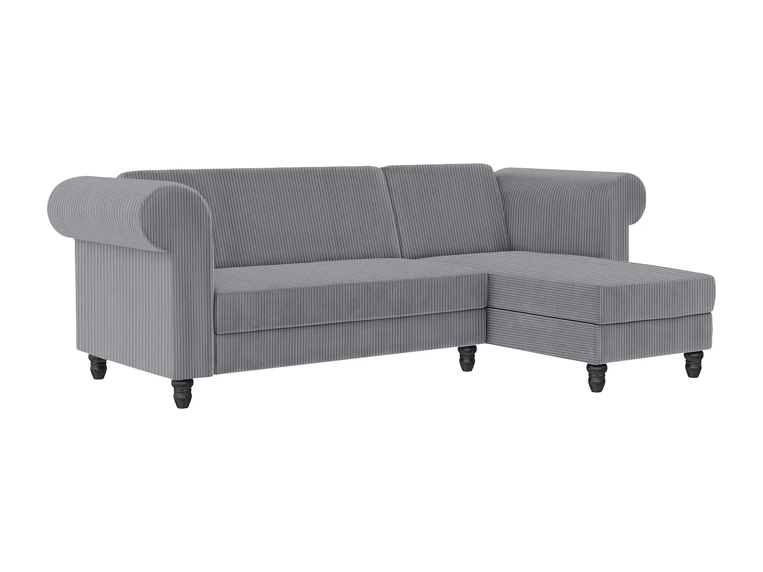 Felix II | Canapé-lit 3 places avec chaise longue en tissu gris