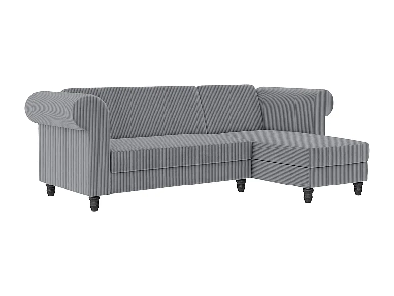 Felix II | Canapé-lit 3 places avec chaise longue en tissu gris