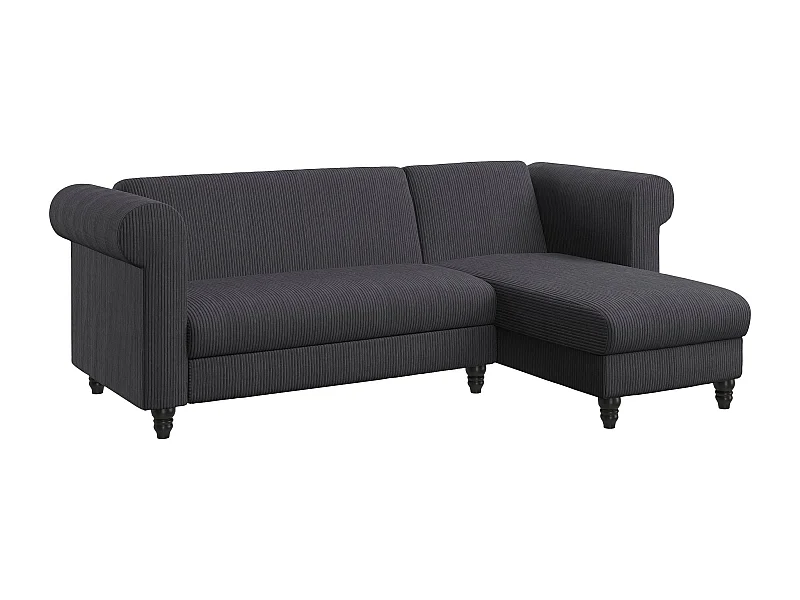 Felix II | Canapé-lit 3 places avec chaise longue en tissu anthracite