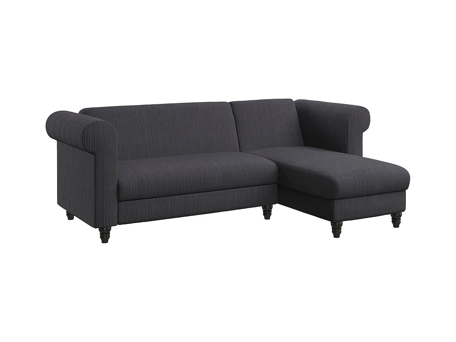 Felix II | Divano letto 3 posti con chaise longue in tessuto antracite