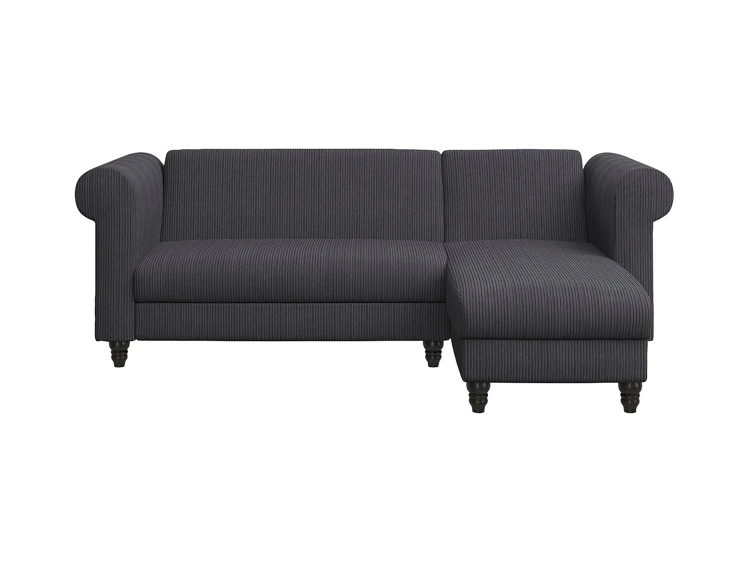 Felix II | Divano letto 3 posti con chaise longue in tessuto antracite