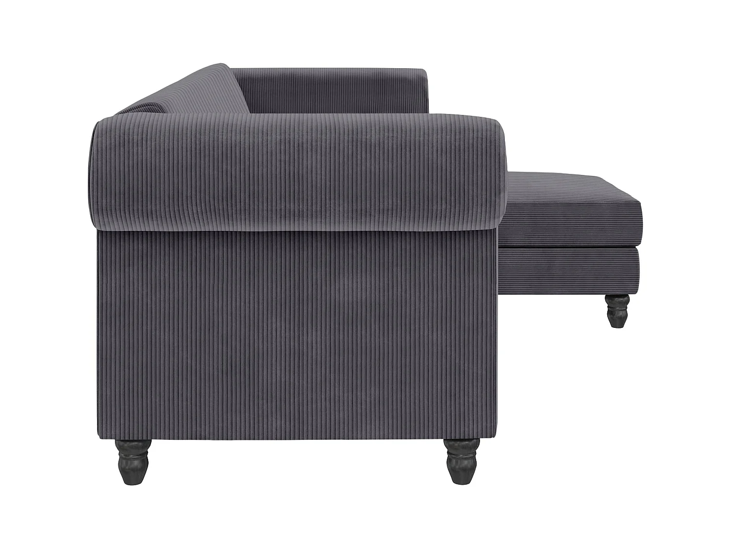 Felix II | Divano letto 3 posti con chaise longue in tessuto antracite