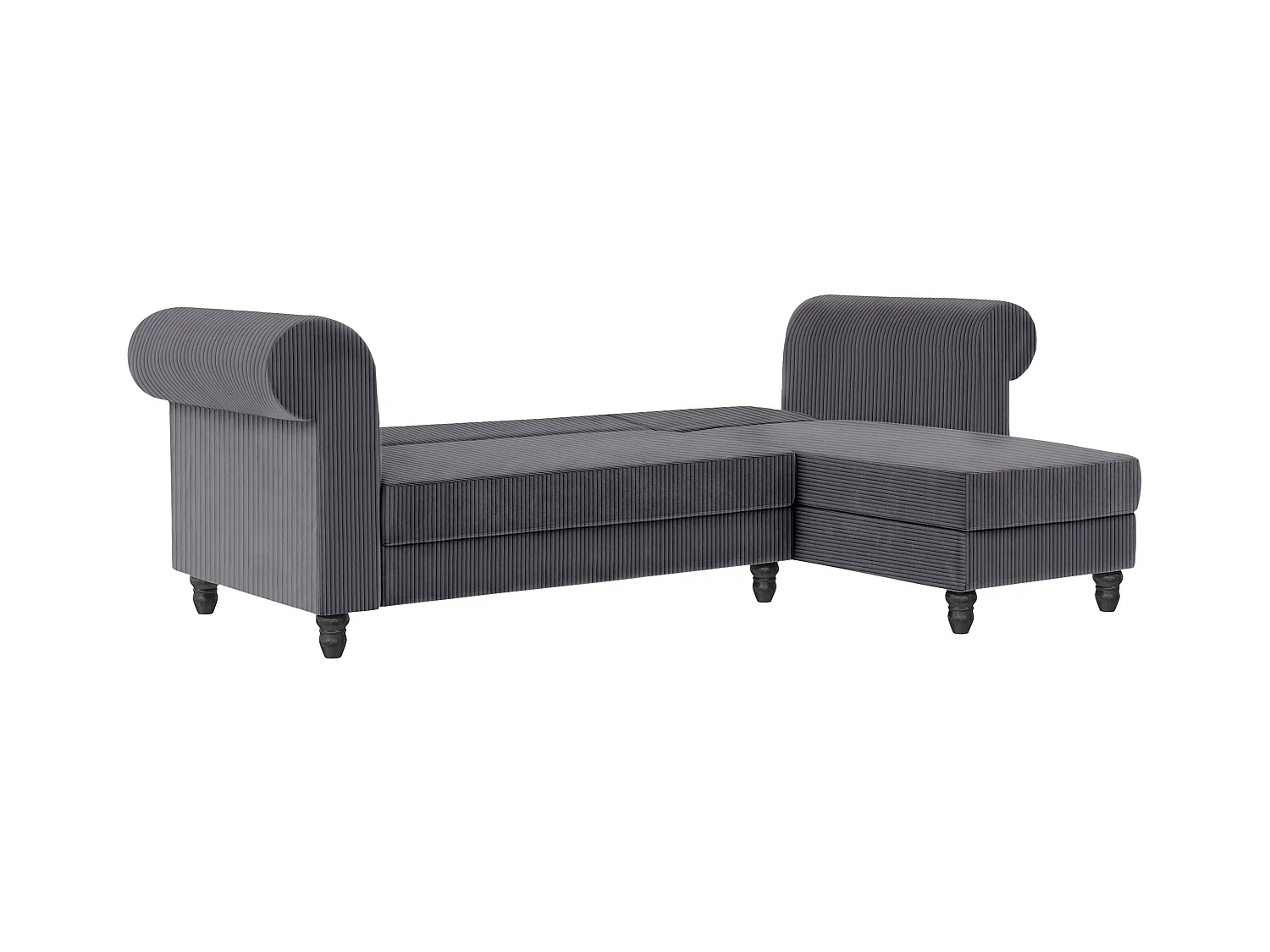 Felix II | Divano letto 3 posti con chaise longue in tessuto antracite