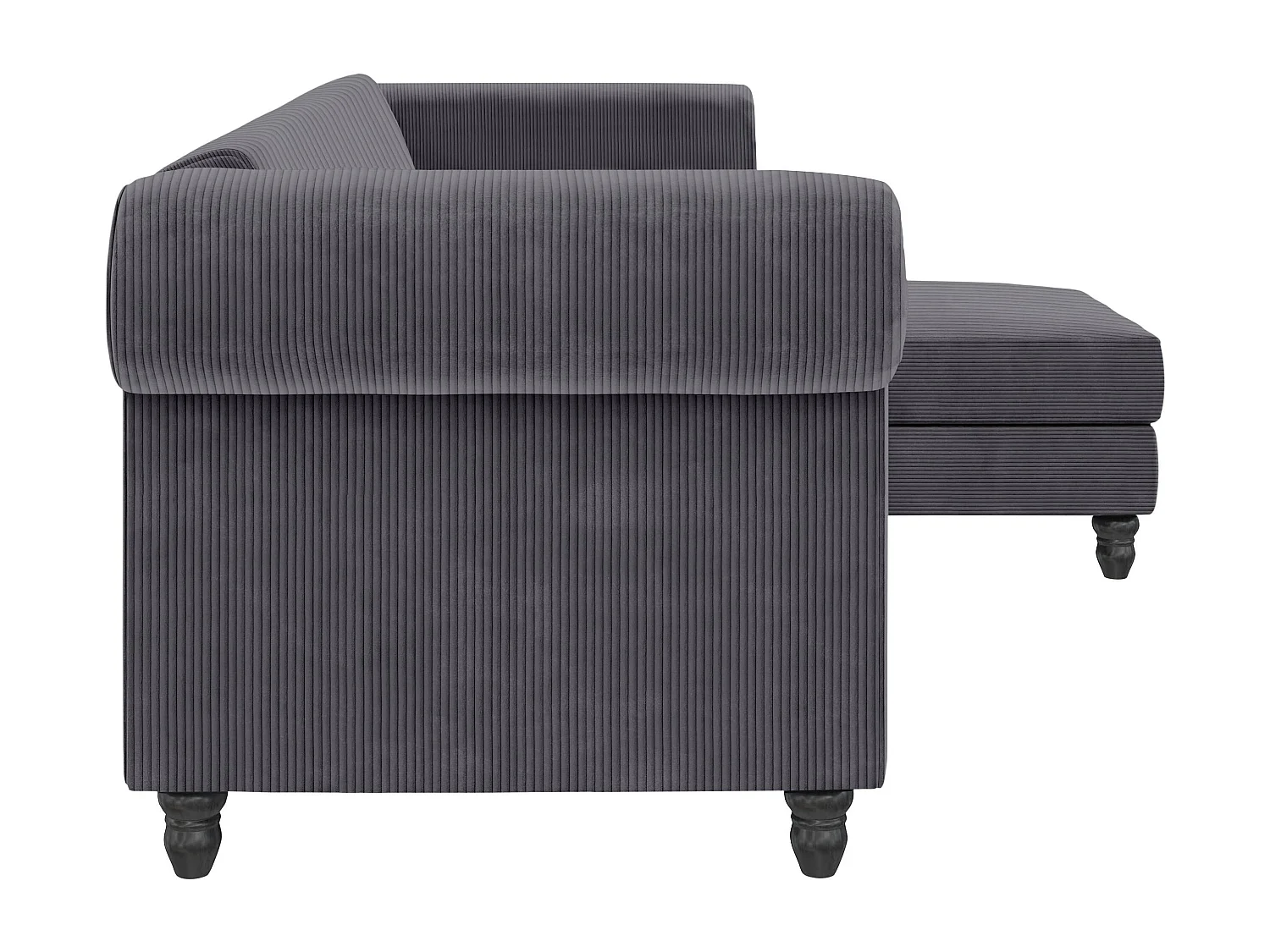 Felix II | Canapé-lit 3 places avec chaise longue en tissu anthracite