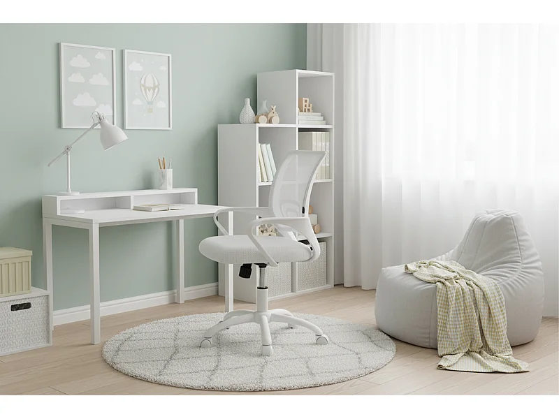 Sedia da ufficio ergonomica girevole bianca – Happy