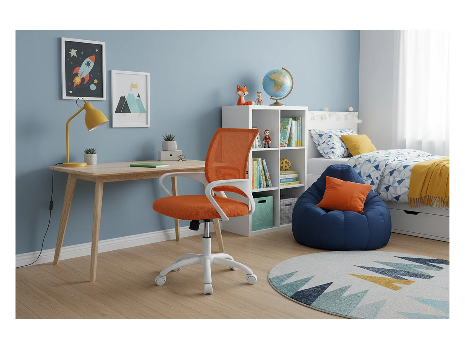 Sedia da ufficio ergonomica girevole arancione – Happy