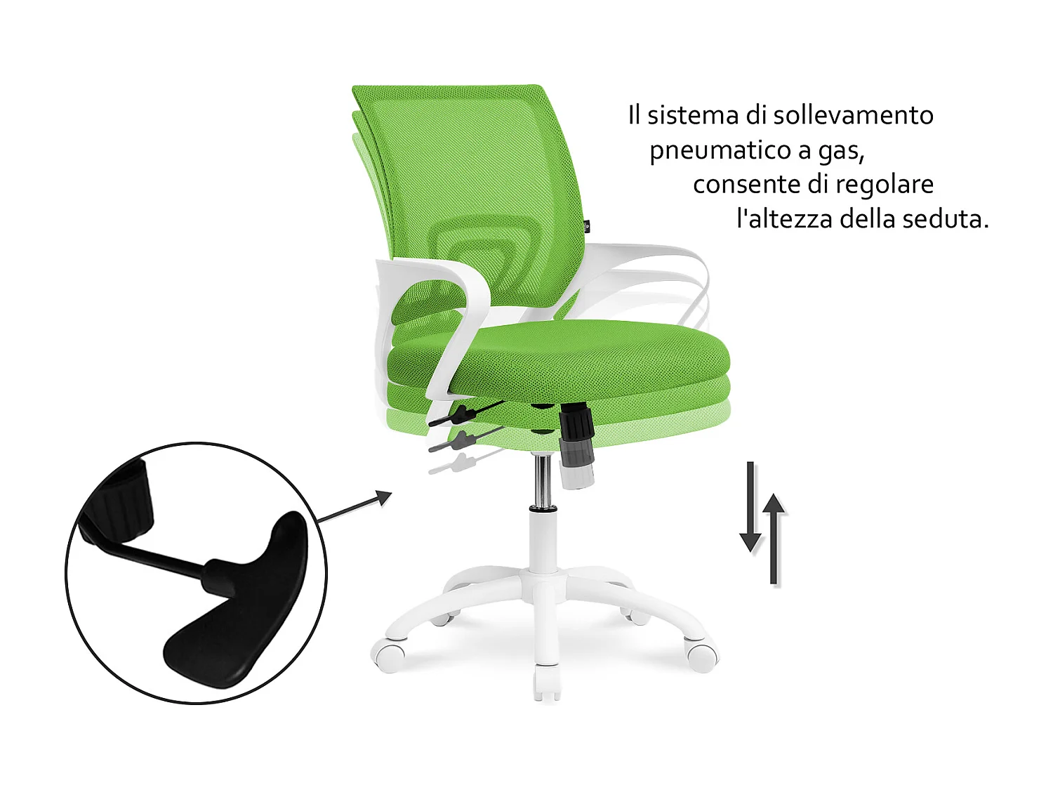 Sedia da ufficio ergonomica girevole verde – Happy