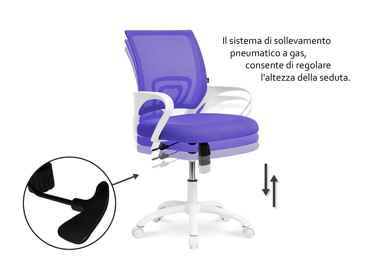 Sedia da ufficio ergonomica girevole viola – Happy