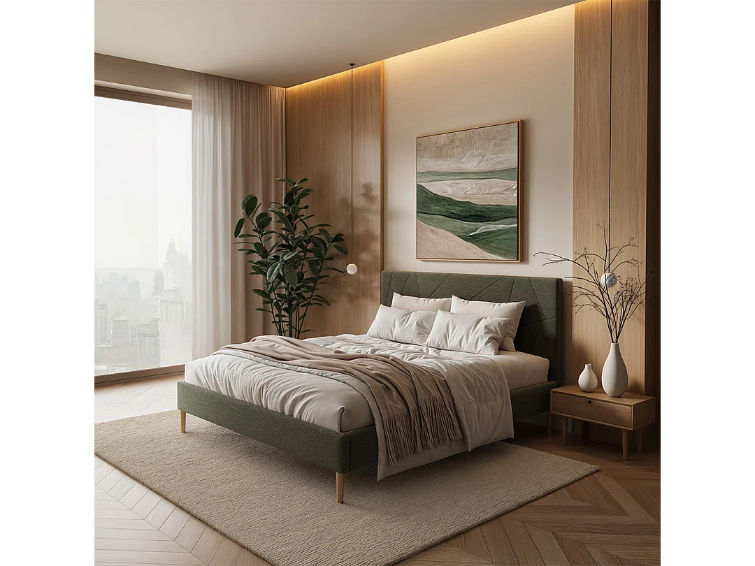 Mesonica Alano Bed, geometrisch groen, 180x200