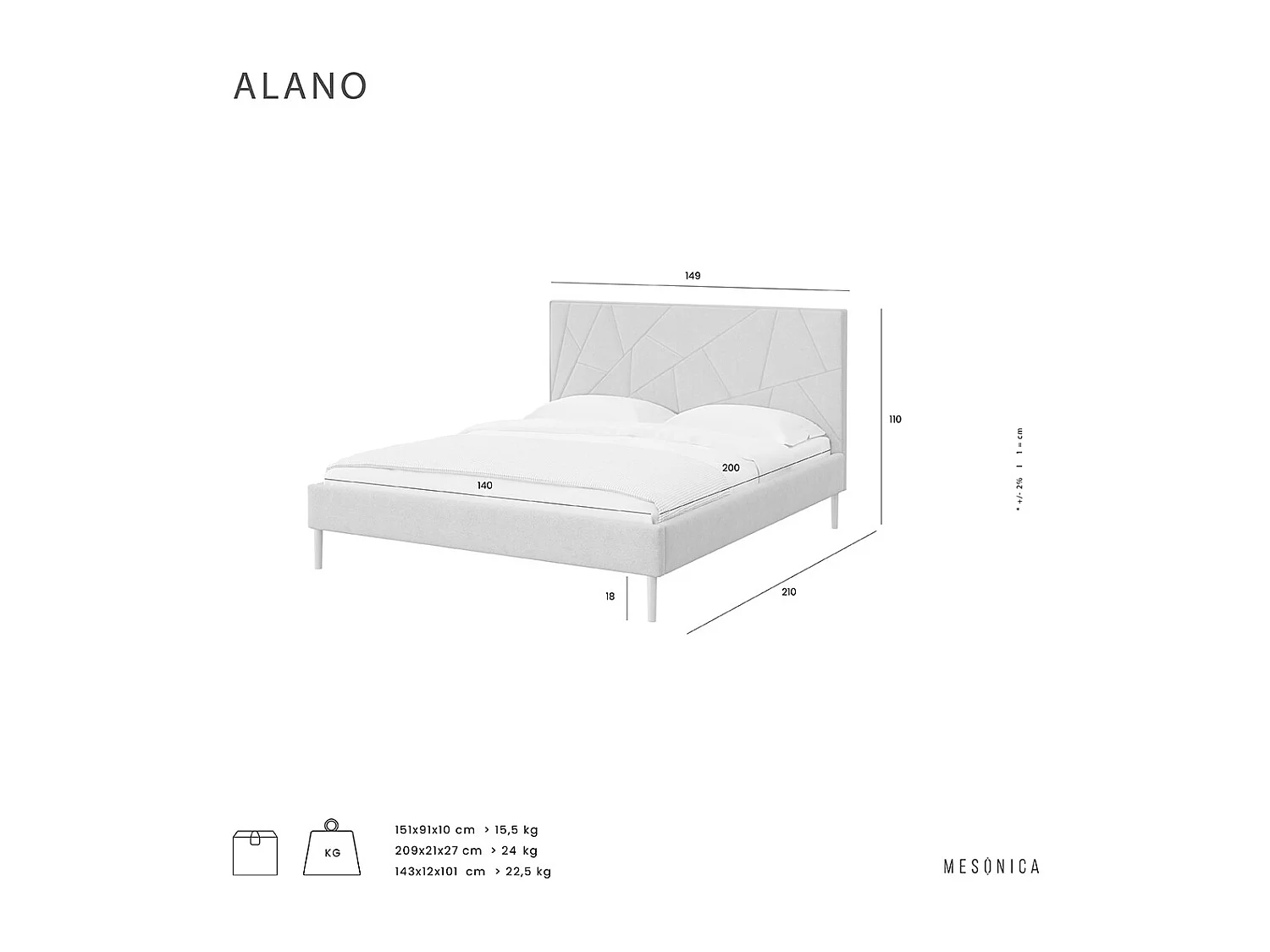 Mesonica Alano Bed, geometrisch groen, 140x200