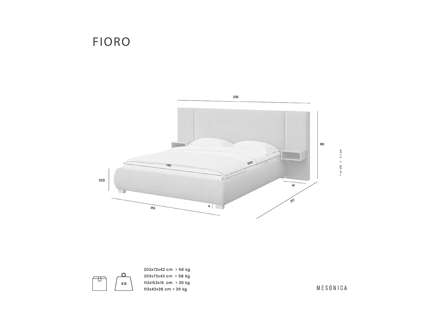 Mesonica Fioro Lit, gris, 140x200