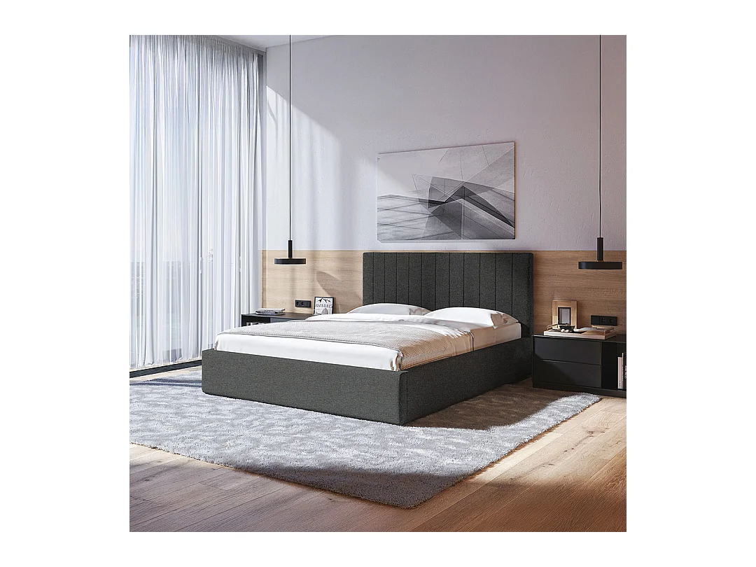 Lit Mesonica Bufo, rayures anthracite 180x200