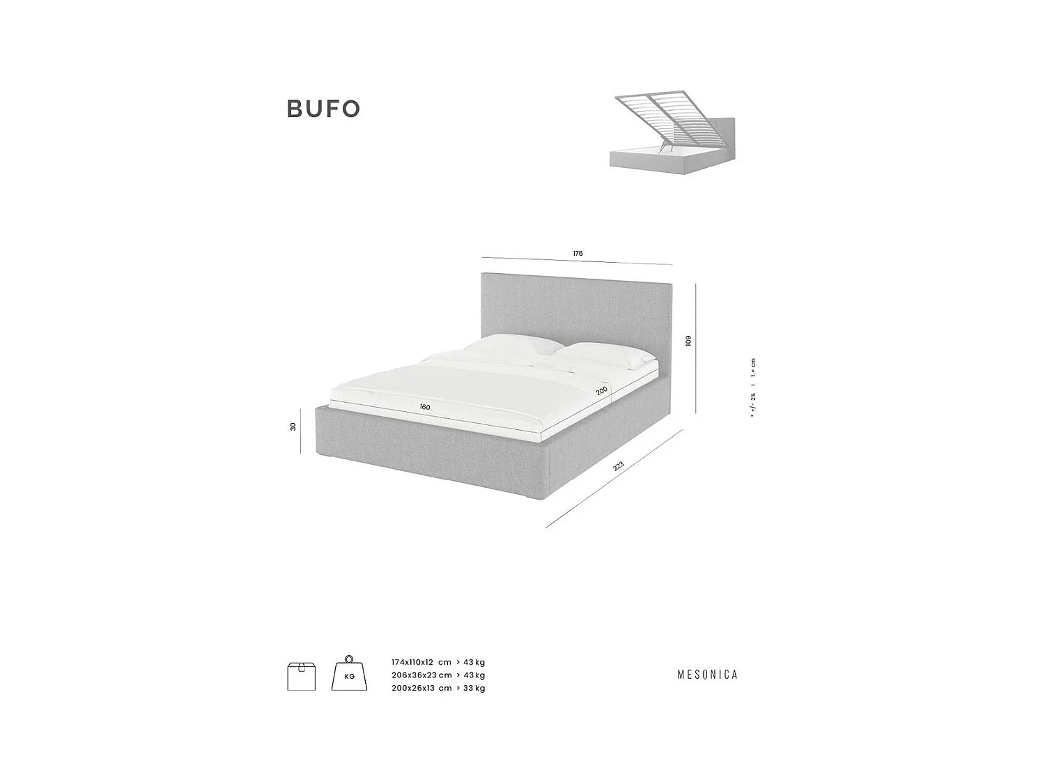 Lit Mesonica Bufo, rayures vert 160x200
