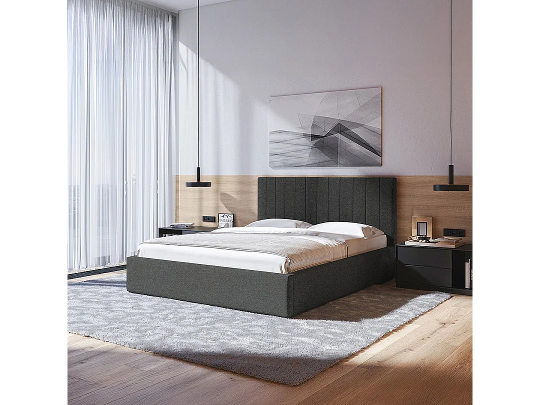 Lit Mesonica Bufo, rayures anthracite 140x200