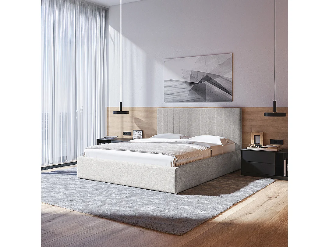 Lit Mesonica Bufo, rayures beige clair 180x200