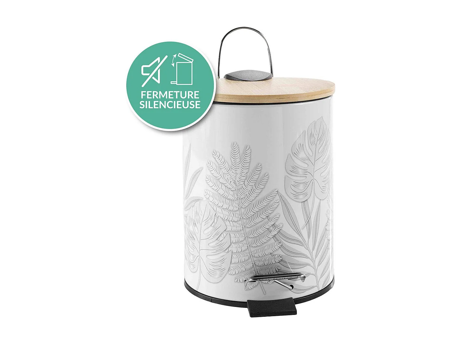 Poubelle à Pédale Imprimé "Amber" 3L Gris